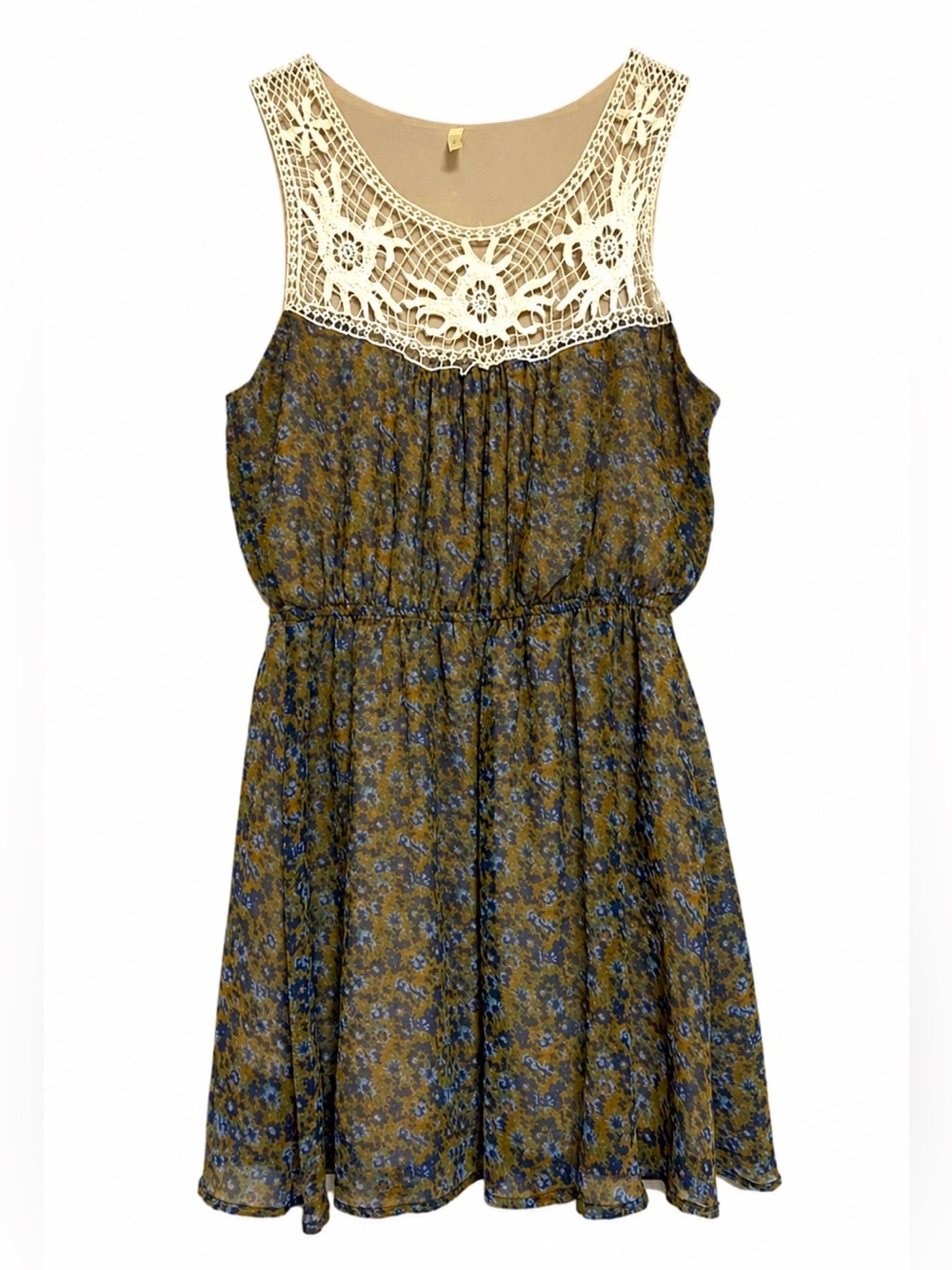 Honey Punch Crochet Floral Summer Dress M